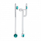 Серьги из серебра с турмалином и фианитами