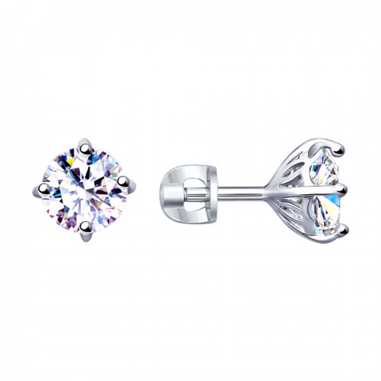 Серьги из серебра с фианитами
