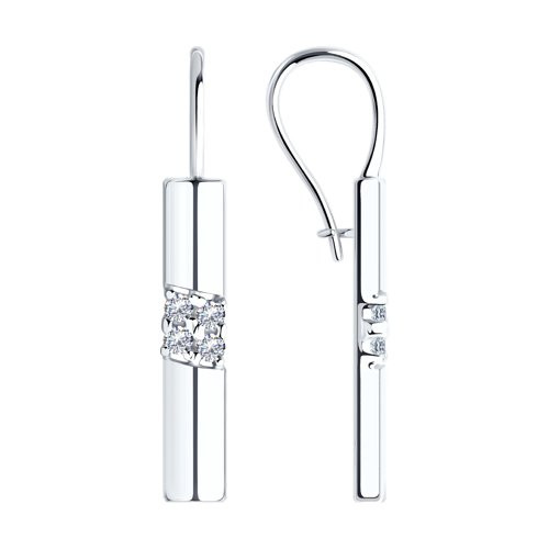 Серьги из серебра с фианитами | Diamant