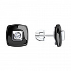 Серьги из серебра с керамическими вставками и фианитами