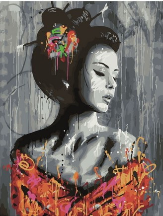 Картина по номерам «Гейша яркими красками» | Paintboy