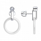 Серьги из серебра с керамическими вставками и фианитами