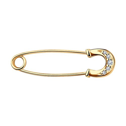 Брошь из золоченого серебра с фианитами