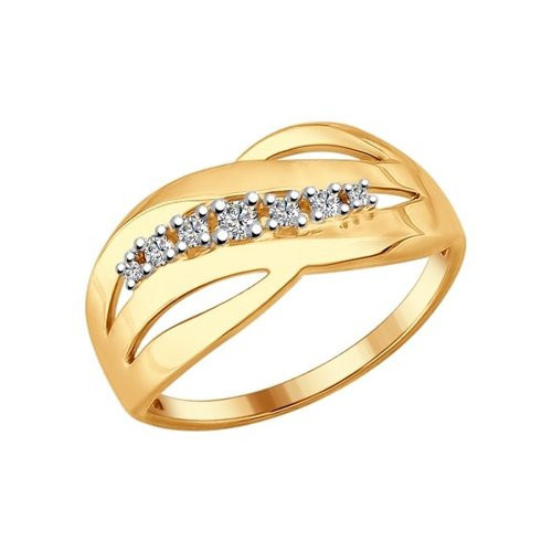 Кольцо из золочёного серебра с фианитами