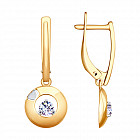 Серьги из золоченого серебра с фианитами