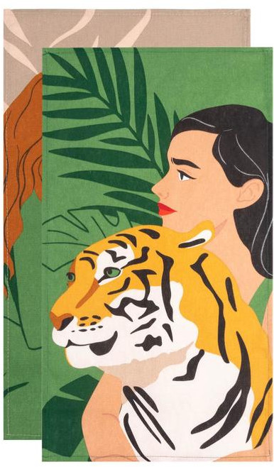 Набор полотенец кухонных «Girl and tiger» | Доляна