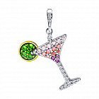 Подвеска из золоченого серебра с фианитами и эмалью