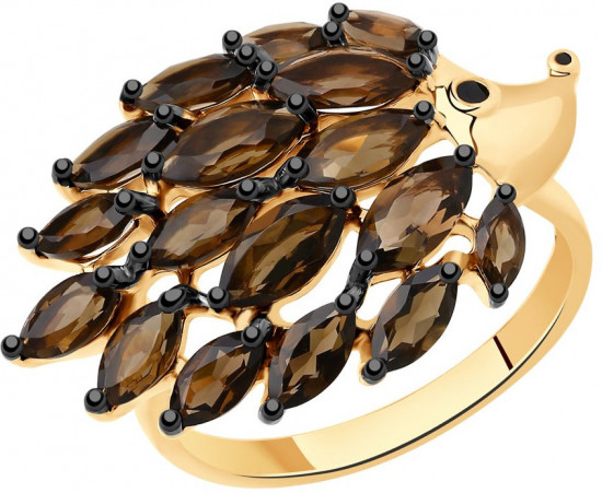 Кольцо из золоченого серебра с раухтопазом