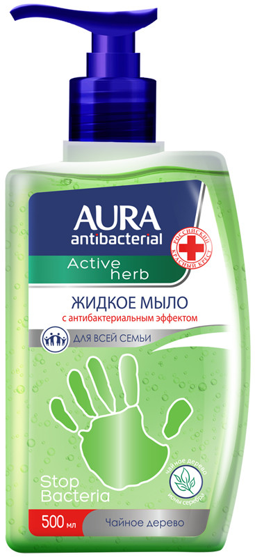 Мыло жидкое антибактериальное «Чайное дерево» | Active herb | Aura
