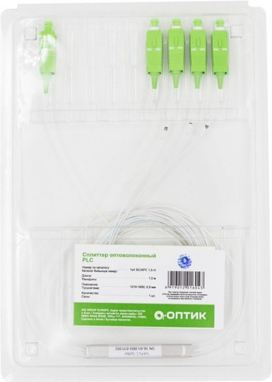 Сплиттер оптоволоконный А-Оптик SC APC 1×4