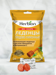 Леденцы со вкусом меда и лимона без сахара Herbion