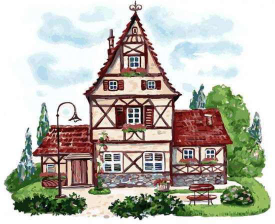 Картина по номерам «Домик с башенкой»