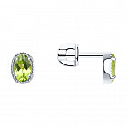 Серьги из серебра с хризолитами