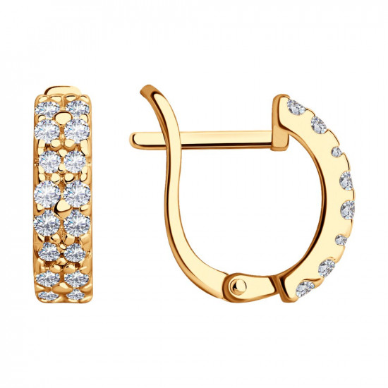 Серьги из золоченого серебра с фианитами