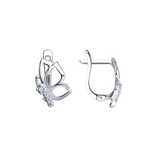 Серьги из серебра с фианитами