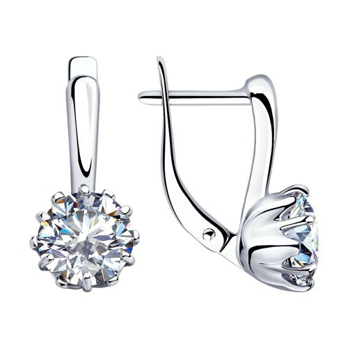 Серьги из серебра с фианитами