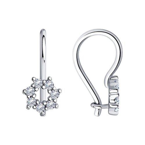 Серьги из серебра с фианитами | Present | Diamant