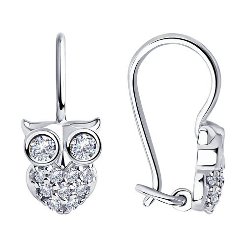 Серьги из серебра с фианитами