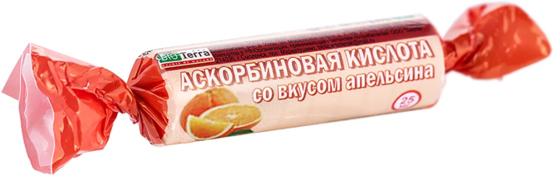 Таблетки «Аскорбиновая кислота 2,7 г» со вкусом апельсина | Биотерра