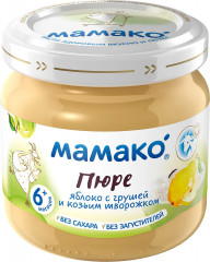 Пюре из яблок с грушей и козьем творожком