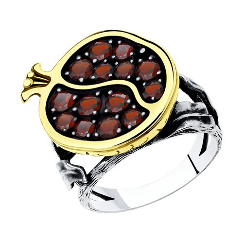 Кольцо из золочёного серебра с гранатами