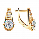 Серьги из золочёного серебра с фианитами