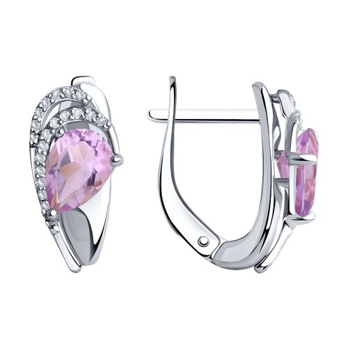 Серьги из серебра с аметистами и фианитами