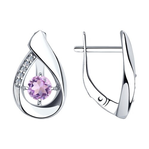 Серьги из серебра с топазами и фианитами