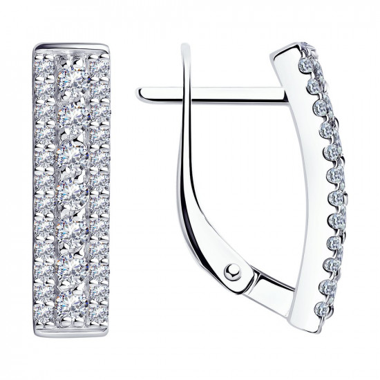 Серьги из серебра с фианитами