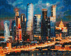 Мозаика алмазная «Вечерние огни Москва Сити»