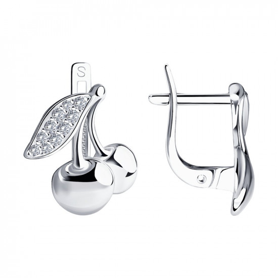 Серьги из серебра с фианитами