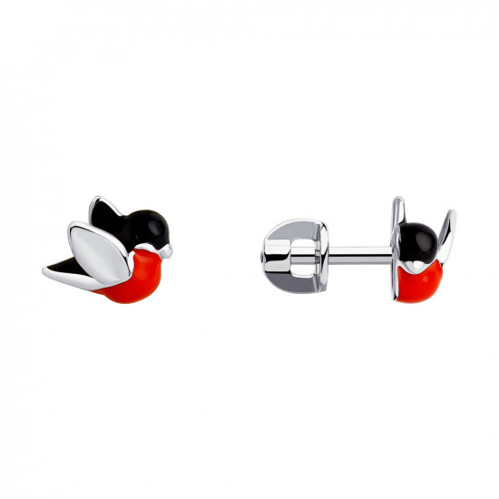 Серьги-пусеты из серебра с эмалью