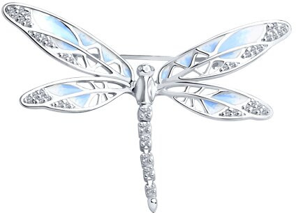 Брошь из серебра с эмалью с фианитами