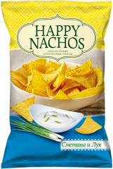 Чипсы кукурузные со вкусом сметаны и лука «Happy Nachos»