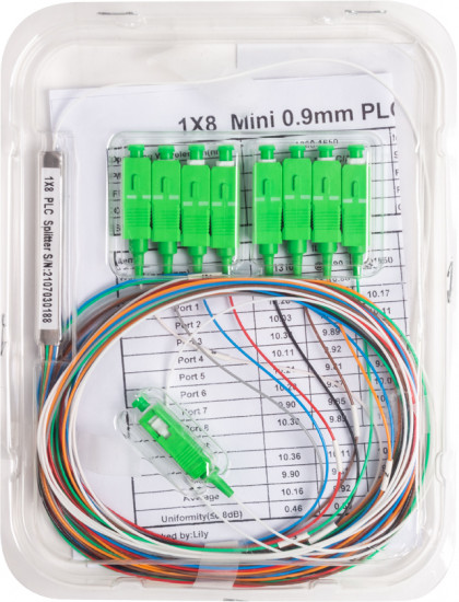 Сплиттер оптоволоконный А-Оптик SC APC 1×8