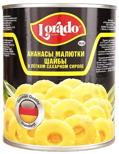 Ананасы малютки шайбы в легком сиропе