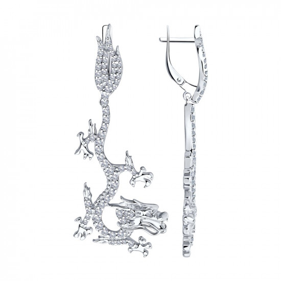 Серьги из серебра с фианитами