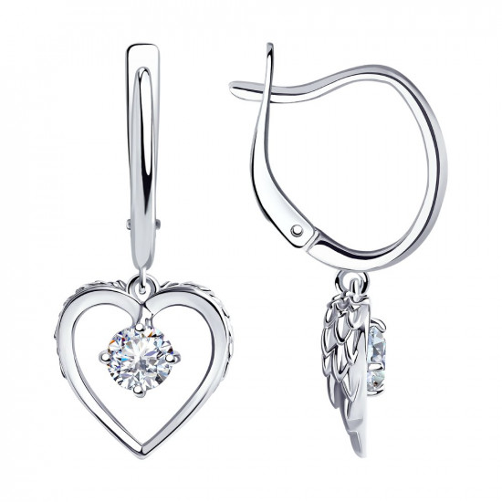 Серьги из серебра с фианитом