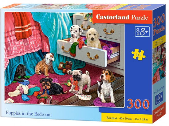 Пазл для детей «Щенки в спальне»