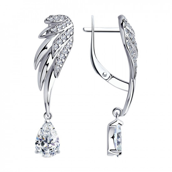 Серьги из серебра с фианитами