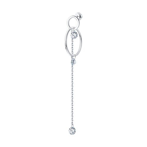 Серьга из серебра с фианитом