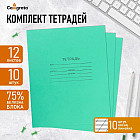 Комплект тетрадей в косую линейку из 10 штук, 12 листов