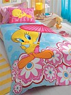 Детский комплект постельного белья «Tweety» (TAC, 1,5-спальный, ранфорс, 1 наволочка 50х70, простыня на резинке)