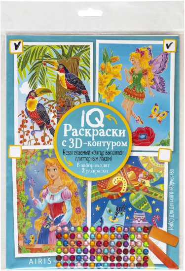 IQ Раскраски. 3D контур. Набор 4 мини