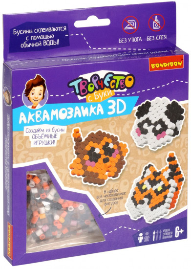 Аквамозаика 3D «Обезьянка, тигр и панда»