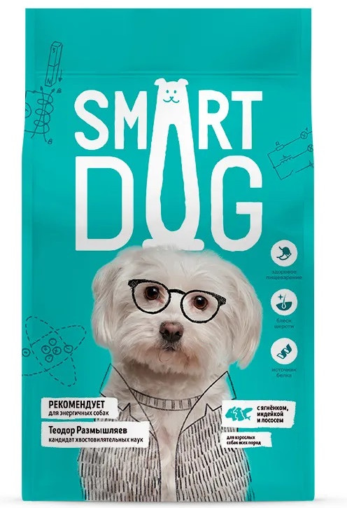 Корм для взрослых собак с ягнёнком, лососем, индейкой | Smart Dog