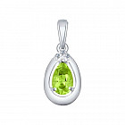 Подвеска из серебра с фианитами и хризолитом