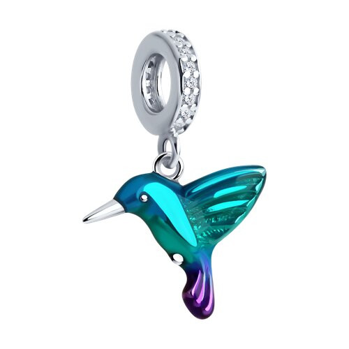 Подвеска-шарм из серебра с фианитами и эмалью