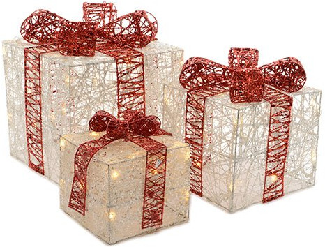 Набор фигурок светодиодных «Подарки белые»