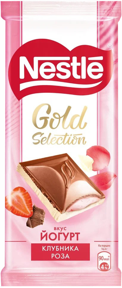 Шоколад со вкусом йогурта «Клубника и роза» | Gold Selection | Nestle